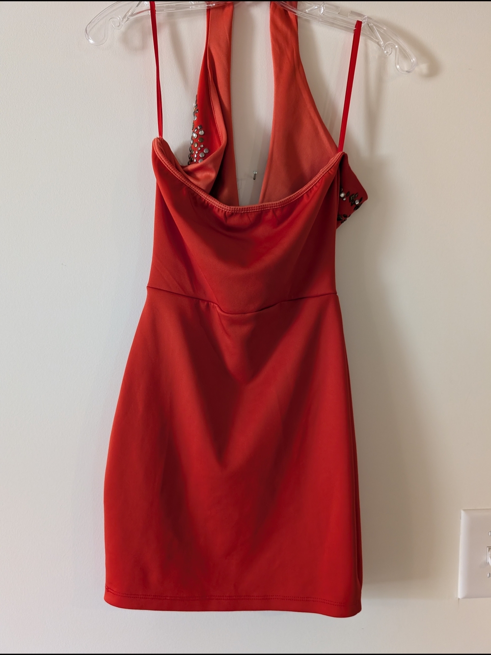 Arden B Red Halter Mini Dress with Silver And Gold Embellishments - Picture 2 of 5